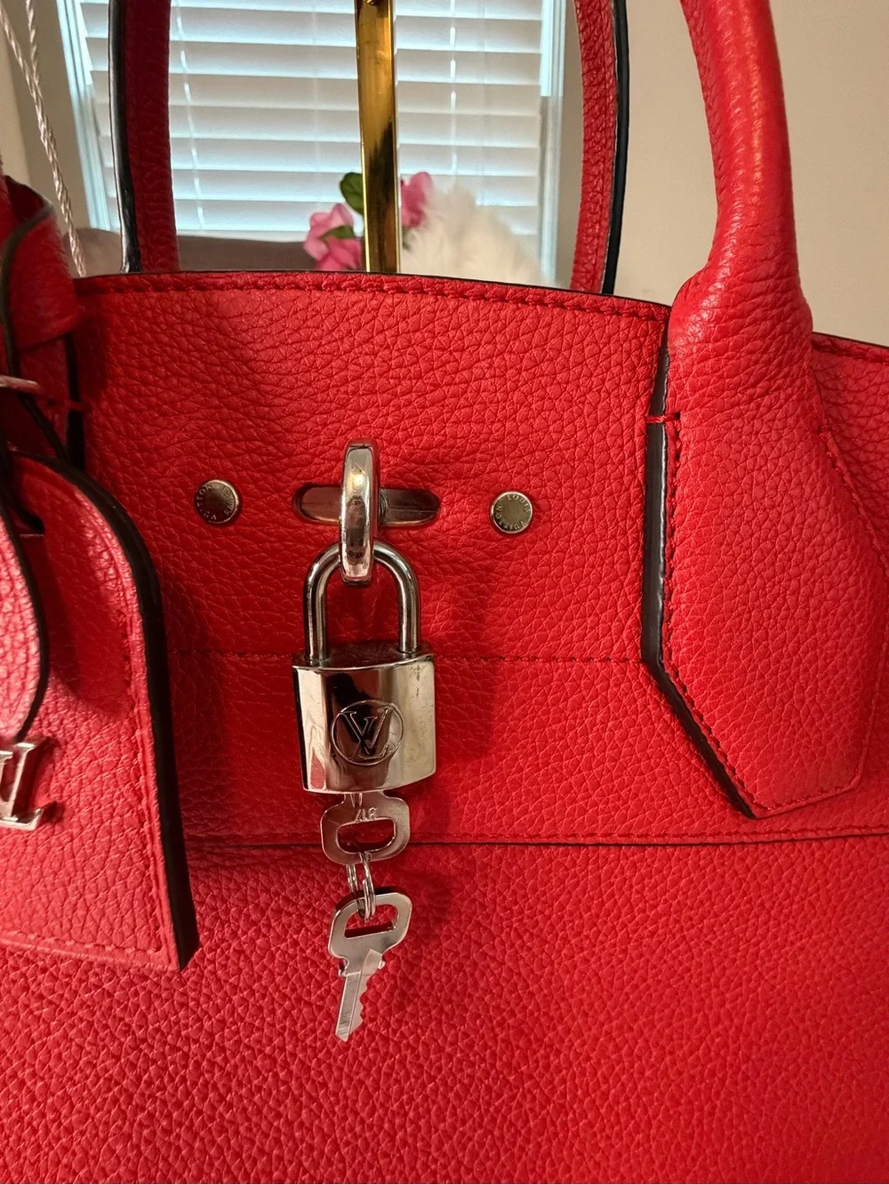 Louis Vuitton City Steamer PM Red Taurillon Leather Tote Bag Entrupy & eBay COA